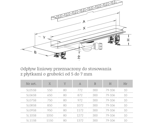 Душевой лоток Radaway RadаDrain 75 с решеткой Rain