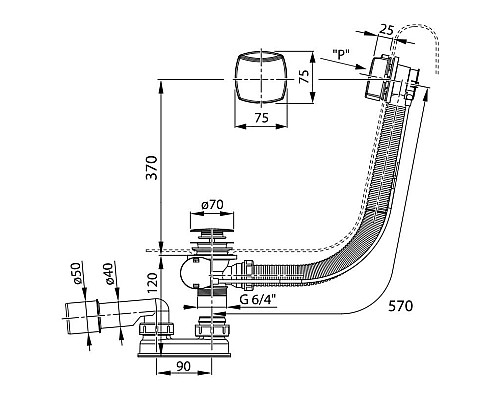 Акриловая ванна Ravak Domino Set Plus 170х75 70508024