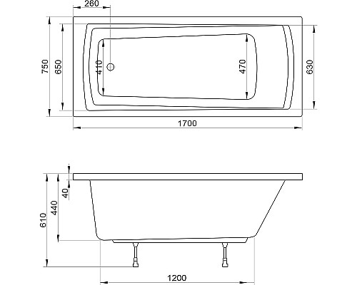 Акриловая ванна Ravak Domino Set Plus 170х75 70508024
