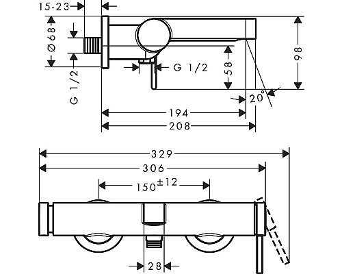 Смеситель для ванны Hansgrohe Finoris 76420670 Черный матовый