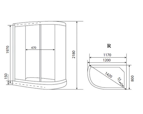 Душевая кабина Timo Eco 120х80 TE-0702PR без гидромассажа
