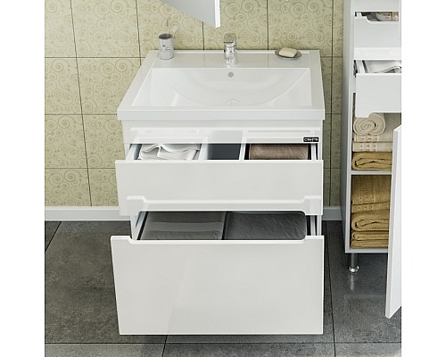 Тумба под раковину СанТа Лондон 70 2 ящика Белая