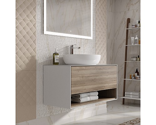 Тумба под раковину Kerama Marazzi PLAZA Modern подвесная с ящиком и полкой 100, дуб Орегон Тумба под раковину Kerama Marazzi PLAZA Modern подвесная с ящиком и полкой 100, дуб Орегон