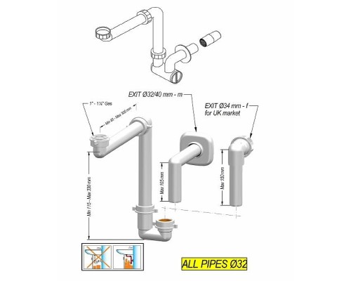 Сифон для раковины Ideal Standard Space Saving Белый