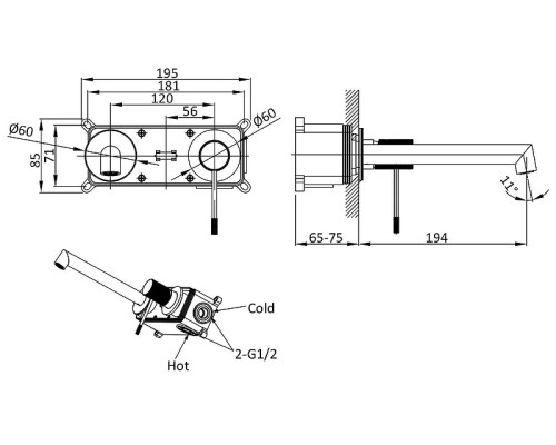 Смеситель для раковины Vincea Desire VBFW-1D1MB Черный матовый