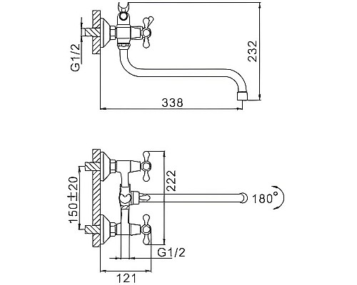 Смеситель для ванны Frap H20 F2220 универсальный Хром