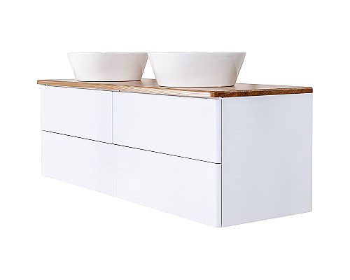 Тумба с раковиной Orange Otto 130 Ot-130TuWOOD+B08-360W подвесная Белая Ясень