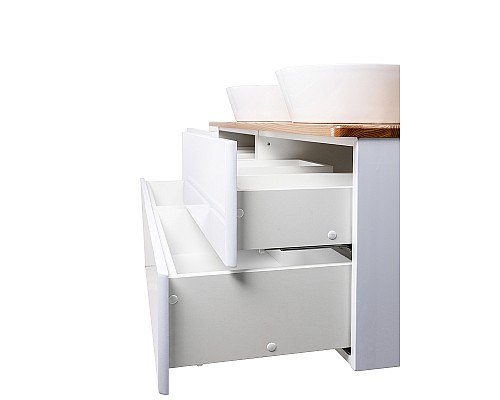 Тумба с раковиной Orange Otto 130 Ot-130TuWOOD+B08-360W подвесная Белая Ясень