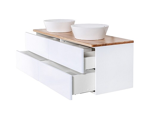 Тумба с раковиной Orange Otto 130 Ot-130TuWOOD+B08-360W подвесная Белая Ясень