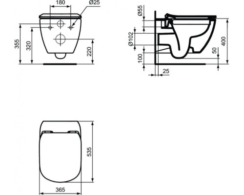Комплект унитаза с инсталляцией Ideal Standard Tesi T355101PT15 с сиденьем Микролифт