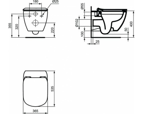 Комплект унитаза с инсталляцией Ideal Standard Tesi T355101PT15 с сиденьем Микролифт