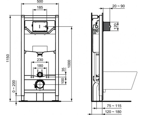 Комплект унитаза с инсталляцией Ideal Standard Tesi T355101PT15 с сиденьем Микролифт
