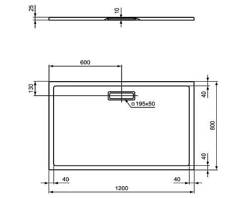 Акриловый поддон для душа Ideal Standard Ultraflat New 120х80 T4469V3 Черный шелк