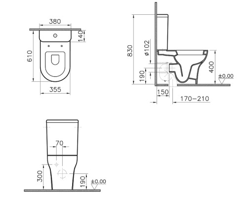 Унитаз биде Vitra Zentrum 9012B003-7226 с бачком и сиденьем Микролифт