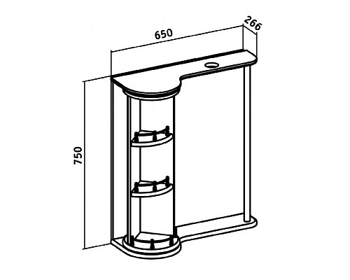 Зеркальный шкаф Runo Секрет 65 00000000580