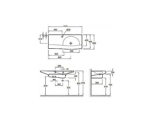 Раковина-столешница Jacob Delafon E12920900