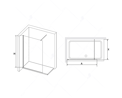 Душевая перегородка RGW Walk In WA-010B 120 351001012-24 Черный -сатинат