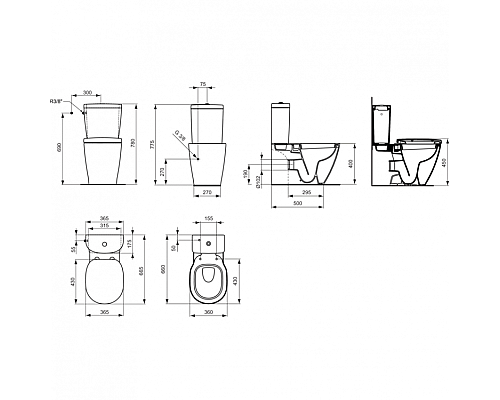 Унитаз компакт Ideal Standard Connect E803701 без бачка и сиденья