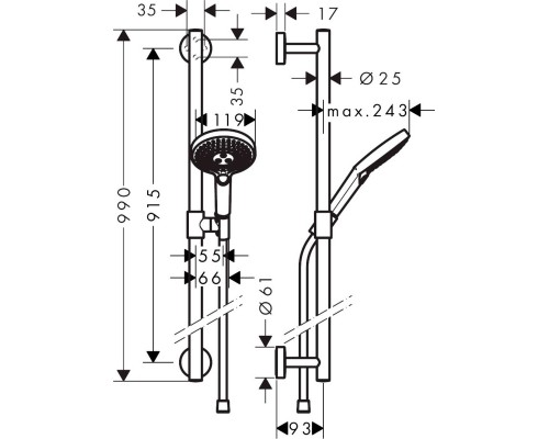 Душевой гарнитур Hansgrohe Raindance Select S 26322400 Хром Белый