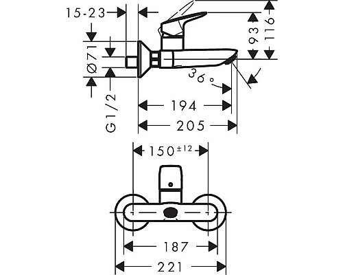 Смеситель для раковины Hansgrohe Logis однорычажный 71225000