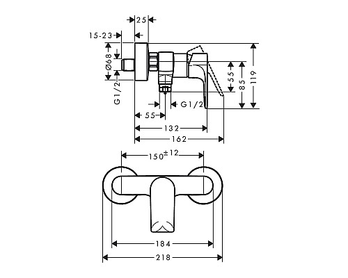 Смеситель для душа Hansgrohe Rebris E 72650670 Черный матовый