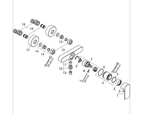 Смеситель для душа Hansgrohe Rebris E 72650670 Черный матовый