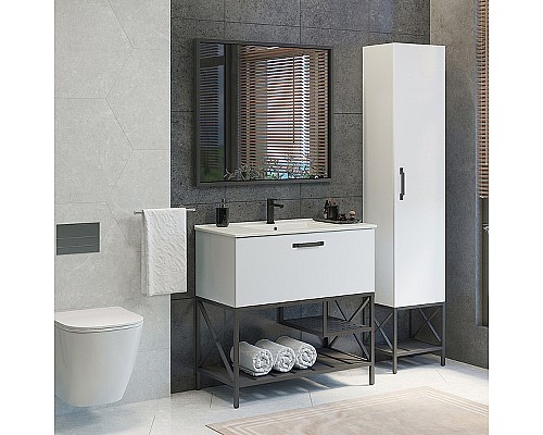 Тумба с раковиной Comforty Бредфорд 90 00-00009955 Белый глянец