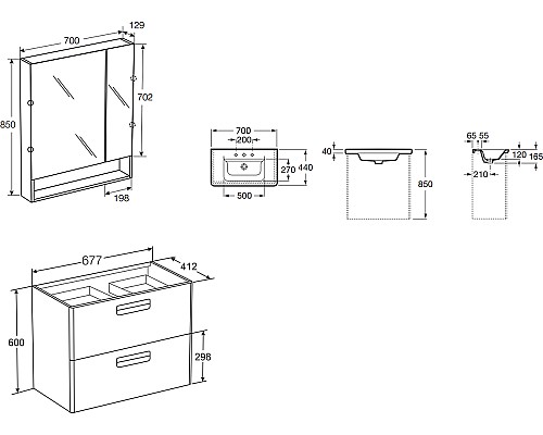 Тумба под раковину Roca The Gap 70 ZRU9302741 подвесная Фиолетовая
