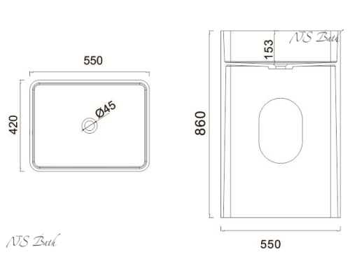 Раковина из искусственного камня NSBath NSF-55420M матовая