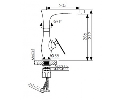 Смеситель для кухонной мойки KAISER Star 02044-2