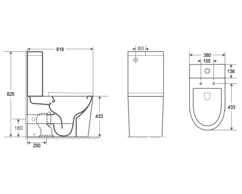 Унитаз компакт CeramaLux 2179XMH Светло-серый матовый с бачком и сиденьем Микролифт