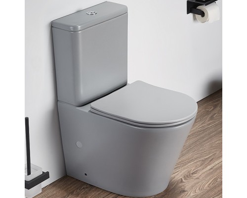 Унитаз компакт CeramaLux 2179XMH Светло-серый матовый с бачком и сиденьем Микролифт