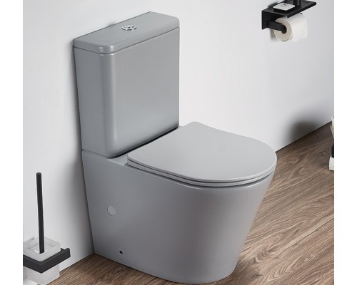 Унитаз компакт CeramaLux 2179XMH Светло-серый матовый с бачком и сиденьем Микролифт