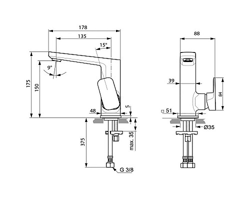 Смеситель для раковины Ideal Standard Tonic II A6333AA Хром