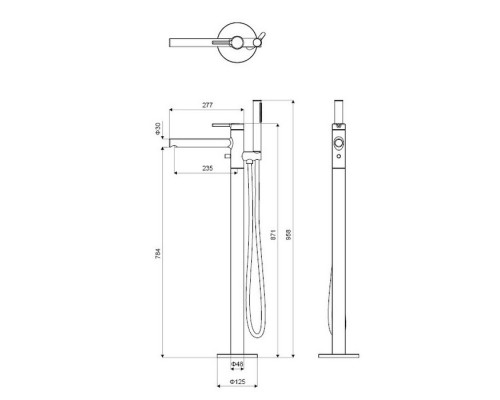 Смеситель для ванны отдельностоящий Excellent Pi AREX.1255GL золото