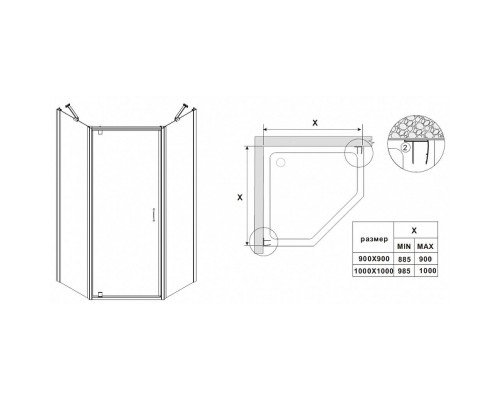 Душевой уголок Azario Dallas AZ-112P 90*90 профиль Шкуренная бронза стекло прозрачное
