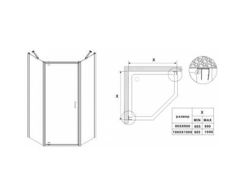 Душевой уголок Azario Dallas AZ-112P 90*90 профиль Шкуренная бронза стекло прозрачное