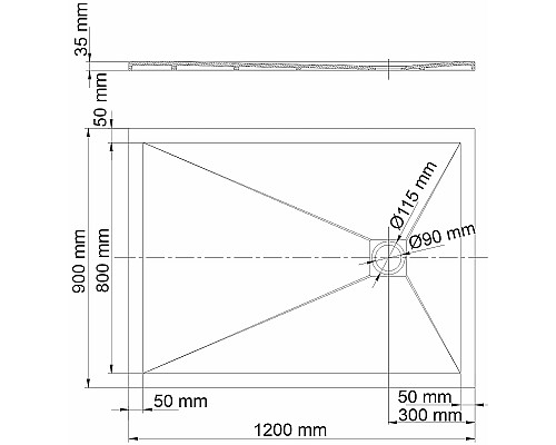 Душевой поддон из искусственного камня WasserKRAFT Dill 120x90 61T07 Черный матовый