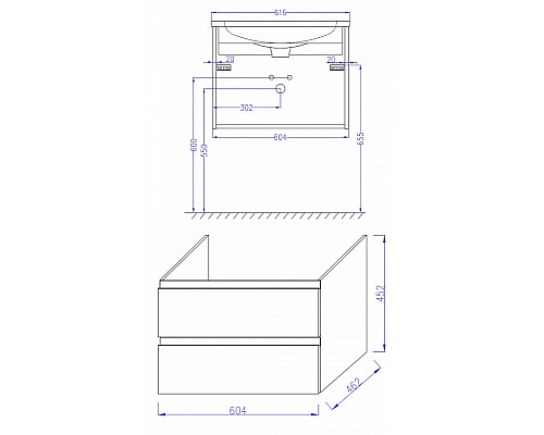 Тумба под раковину Jacob Delafon Madeleine 60 EB2052-J5 подвесная Белый глянец