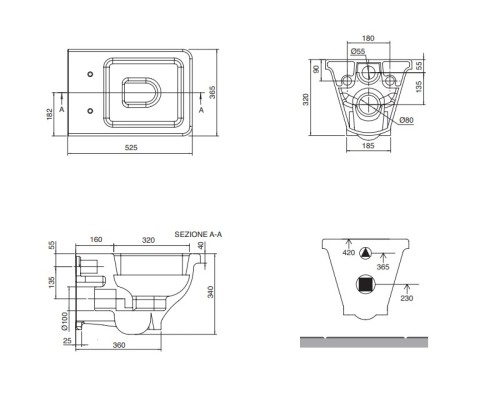 Унитаз Scarabeo Butterfly 4006 подвесной без сиденья