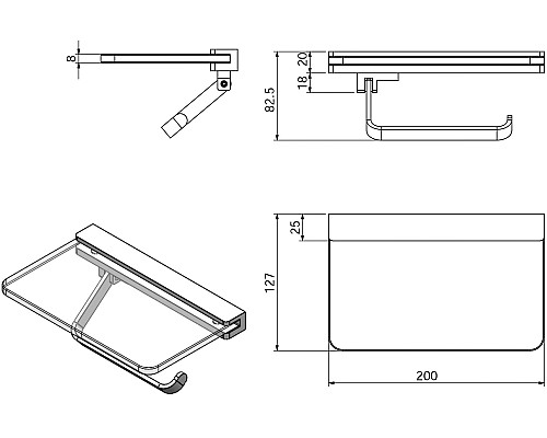 Держатель туалетной бумаги Langberger Black Edition 32041B-BP с полкой Черный матовый
