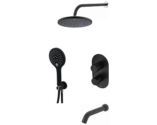 Душевая система WasserKRAFT Elbe A177477 с термостатом Черная матовая