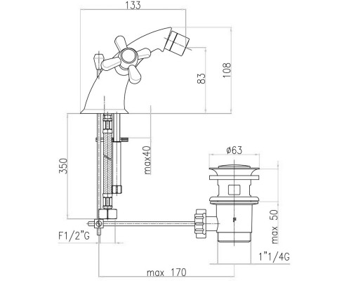 Смеситель на биде Webert Armony AM710102060, медь