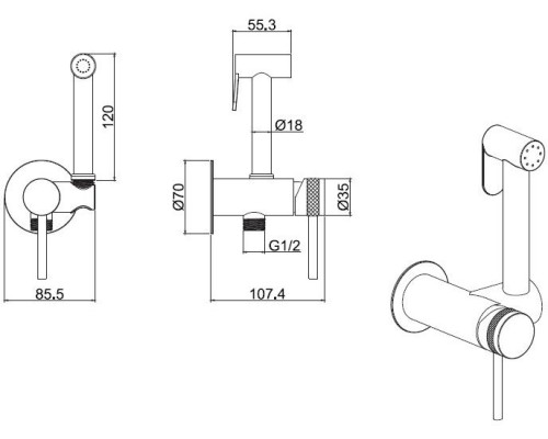 Гигиенический душ со смесителем Allen Brau Priority 5.31A29-31 Черный матовый