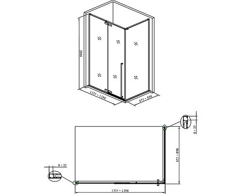 Душевой уголок Allen Brau Fantasy 140x90 3.11004-00 профиль Хром стекло прозрачное
