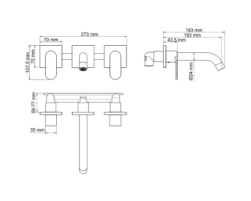 Смеситель для раковины WasserKRAFT Elbе 7445 Черный матовый