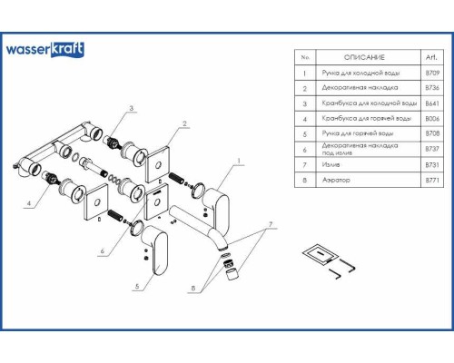 Смеситель для раковины WasserKRAFT Elbе 7445 Черный матовый