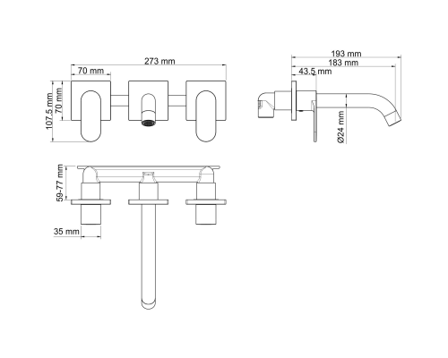 Смеситель для раковины WasserKRAFT Elbе 7445 Черный матовый