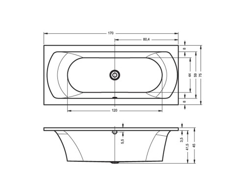 Прямоугольная ванна Riho Lima 170x75 R BB4400500000000
