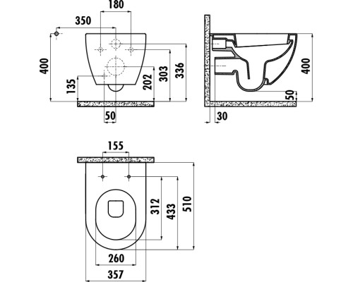 Унитаз Creavit Free FE322-11AM00E-0000 подвесной Антрацит без сиденья